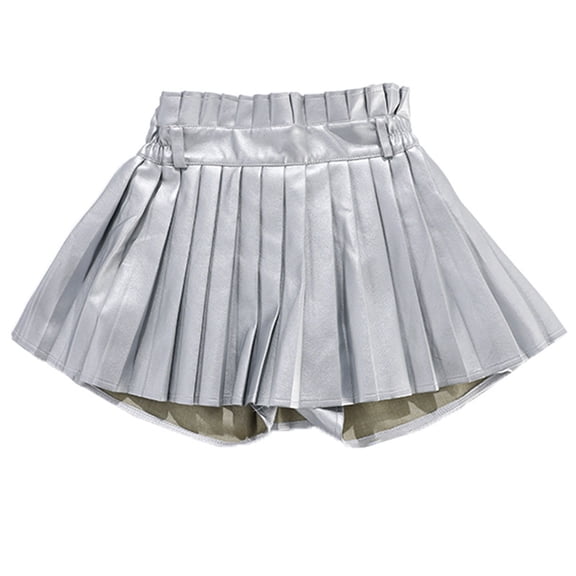 CUZIBR Girls Pleated Skirts High Solid Color Shiny Sparkling Waist Sequin Jazz Dance Show Performance Skirt For Youth Teens Streetwear,Yellow,5-6 Years