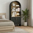 thumbnail image 5 of MAYEERTY Arched Accent Cabinet with Cross Panel Doors, Elegant Display for Living Room & Entryway, 60" Black Beech, 5 of 6