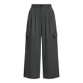 thumbnail image 3 of Women's High Waisted Cargo Pants Solid Color Loose With Pockets Casual Work Culotte Pants, 3 of 8