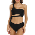 thumbnail image 2 of Hilor Women's One Shoulder High Waisted Bikini Tie High Cut Swimwear Two Piece Swimsuits Bathing Suit, 2 of 7