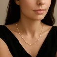 thumbnail image 4 of Tilo Jewelry Yellow Gold Plated Solid 925 Sterling Silver Diamond-Cut Oval-Shaped Beaded Station Chain Necklace with Secure Lobster Lock | 18 Inch | Everyday Necklace for Women, Men, Unisex, 4 of 12