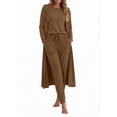 thumbnail image 2 of Weekease 3 Piece Sets for Women Crew Neck Tank Pockets Drawstring Pant Long Sleeve Cardigan Fall Pajamas Comfy Loungewear, 2 of 8