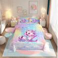 thumbnail image 2 of Erosebridal Kawaii Unicorn Bedding Sets With Comforter, Personalized Letter Z Duvet Insert, Cute Stars Clouds Comforter Sets , Breathable Room Decorative,2Pcs Reversible, 2 of 6