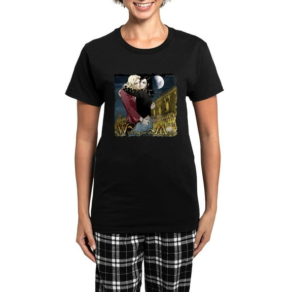CafePress - Wishing For The Moon Women's Dark Pajamas - Women's Short Sleeve Print T-Shirt and Pants Dark Cotton Pajama Set
