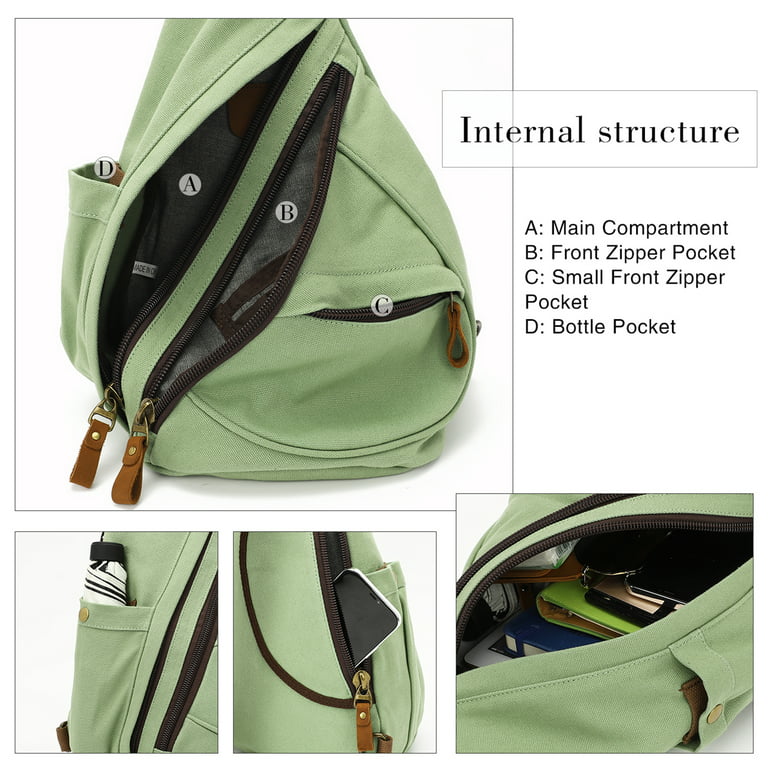 KL928 Canvas Sling Bag Small Crossbody Backpack Casual Daypack