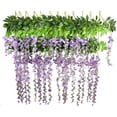 thumbnail image 6 of Sinhoon 12 Pack 1 Piece 3.6 Feet Artificial Fake Wisteria Vine Ratta Hanging Garland Silk Flowers String Home Party Wedding Decor(Pink), 6 of 6