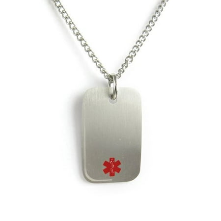 MyIDDr- Asthma Medical ID Dog Tag Necklace Stainless steel, Pre-Engraved