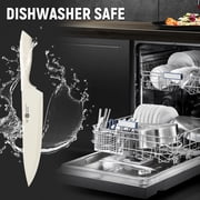 NULAS Knife Set, 14-Piece with Built-in Sharpener, Non-Stick Coated High Carbon Stainless Steel Knife Block Set, Dishwasher Safe, Cream