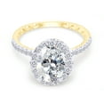 thumbnail image 3 of Oval & Round Cut Lab Created Moissanite Diamond Solitaire Halo Engagement Ring In 14K Yellow Gold Over Sterling Silver(G-H Color, 2.00 Carat)-6.5, 3 of 8