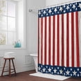 thumbnail image 6 of Independence Day Shower Curtain for Bathroom Decor, Retro Red Stripes Blue Stars Wood Grain Waterproof Fabric Shower Curtain, 72"x96" Set with 12 Hooks, 6 of 9