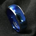 thumbnail image 6 of Tungsten Rings for Men Wedding Bands for Him 8mm Blue Domed with Beveled Silver Edges, 6 of 8
