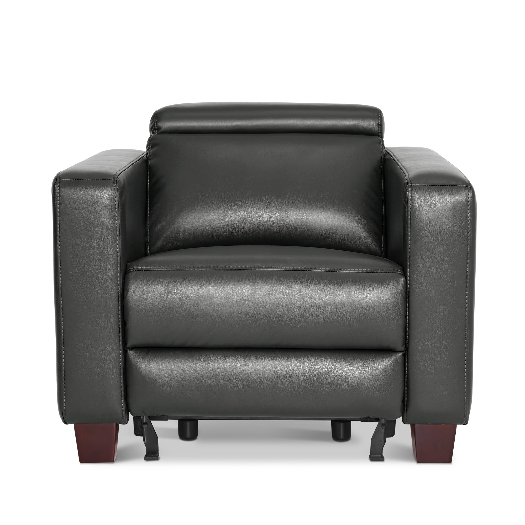 MCombo Wall-Hugger High Leg Power Recliner Chair with Adjustable Headrest and USB&Type C Dual Charge Ports for Living Room, Office, and Small Spaces (Faux Leather, HL128) (Dark Grey)