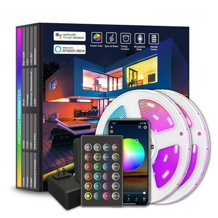 Smart LED Strip Lights 16.4ft WiFi LED Strip Lighting Work with Alexa and Google Assistant DIY Timer Color Changing with App Control and Music Sync LED Lights for Bedroom Christmas Decorations