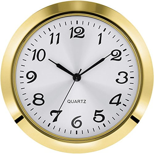 Hicarer 2.8 Inch/ 70 mm Quartz Clock Insert Arabic Numeral Quartz Gold Trim 