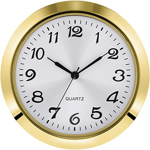 Hicarer 2 1 8 Inch 55 Mm Quartz Clock Insert Zinc Alloy Metal Case Arabic Numeral White Face Gold Walmart Com Walmart Com