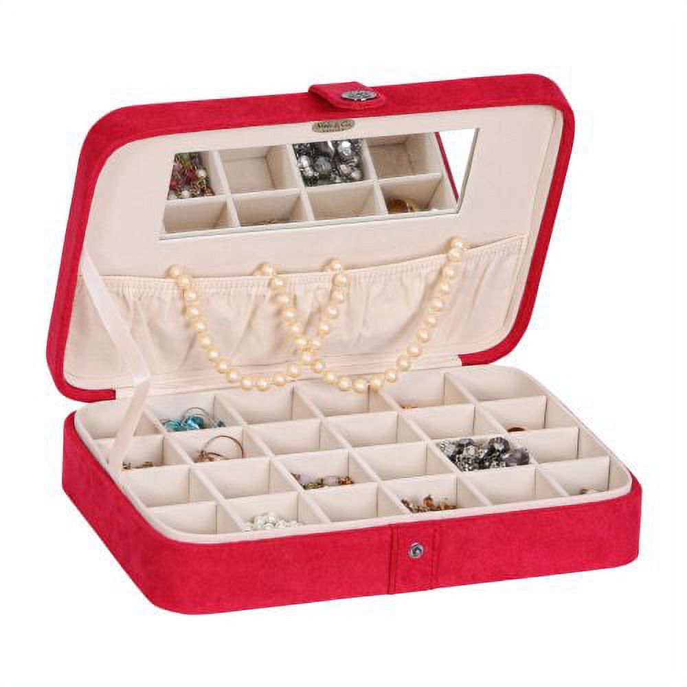 Mele and Co Maria Plush Fabric Jewelry Box with Twenty-Four Sections in Red - image 3 of 3