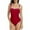 Red, variant on WREESH Womens One Piece Swimsuits Solid Color Swimsuit Conservative Swimsuit Sleeveless Bathing Suits Black