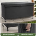 thumbnail image 5 of Uforic 200 Gallon Large Outdoor Rattan Deck Box, Storage Box with Storage Net & Movable Wheels for Patio Furniture, Garden Tools, Black, 5 of 9