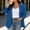 Blue, variant on Women Fall Blazer Tailored Plus Size Open-front Lapel Long Sleeve Casual Suit Jacket with Pockets Padded Shoulder Straps Green XL
