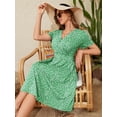 thumbnail image 3 of Chiclily Womens Summer Floral Boho Dress Casual Short Sleeve V-Neck Swing Midi Dress, Fresh Daisy 2XL, 3 of 6