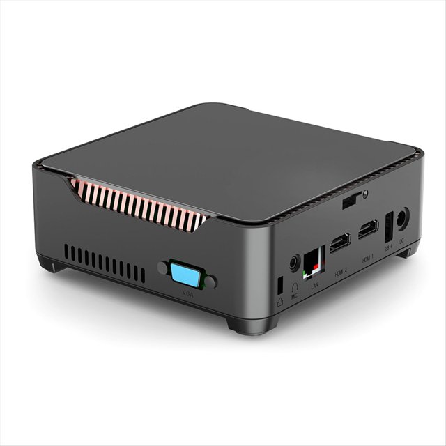 mini pc 8gb ddr4 256g ssd mini computadoras de escritorio compatibles con pantalla triple hd 4k para la escuela/hogar/oficina pc pequeña enchufe del reino Vista 3/4 frontal de mini PC morada con carcasa metálica compacta, ranura de ventilación visible en el borde superior, puerto VGA azul en el frente y panel lateral con puerto LAN RJ45, dos salidas HDMI y conector de alimentación; equipada con 8 GB DDR4 y SSD M.2 256 GB, diseñada para multimedia y oficina y apta para montaje VESA; también suele usarse como servidor doméstico ligero.