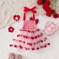 thumbnail image 3 of Okbabeha Baby Girl Valentines Day Outfits Halter Sleeveless Romper Dress Heart Print  one-piece  Bodysuit with Tutu Tulle Skirt Hem, 3 of 7