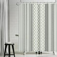 thumbnail image 5 of 72x84 Inch Striped Neutral Extra Long Shower Curtain Farmhouse Plaid Waffle Bath Curtain Rustic Checkered Stall Shower Curtains Set for Kids Bathroom Decor Waterproof with Hooks, 5 of 6