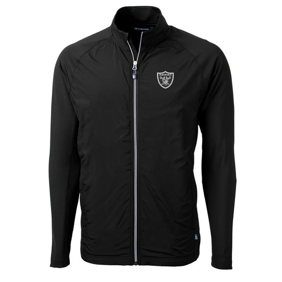 Men's Cutter & Buck Black Las Vegas Raiders Adapt Eco Knit Full-Zip Jacket