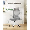 thumbnail image 2 of CHITOOMA Ergonomic Office Chair, Computer Desk Chair with High Back Mesh and Adjustable Lumbar Support Rolling Work Swivel Task Chairs with Wheel 3D Armrests and Headrest,Gray, 2 of 7