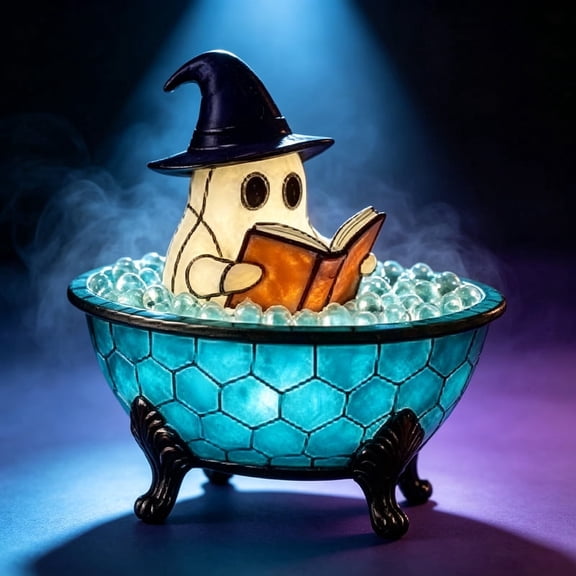 Halloween Ghost Bubble Bath Night Light, Witch’s Hat Ghost Reading Decorative Light, Soft-Glow Tabletop Ornament, suitable for bathroom, desk, bedroom and Halloween party décor