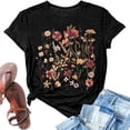 thumbnail image 4 of Womens T Shirt Flower Cute Fashion Printed Short Sleeve Dressy Casual Clothes Black M, 4 of 5