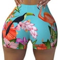 thumbnail image 2 of Haiem Tropical Jungle Flamingo No Front Seam Biker Shorts for Women Yoga Workout Gym Bike Shorts with Tummy Control Moisture-Wicking-Small, 2 of 9