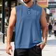 thumbnail image 2 of Sentmoon Mens Workout Tank Tops and Sleeveless V Neck Summer Shirt Solid Color with Pockets Quick Dry Loose Button Up Oversized Gym Clothes for Men Hawaiian for Running in Hot Weather S, 2 of 6