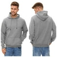 thumbnail image 4 of Pdbokew Men's Pullover Hoodie Check Jacquard Kangaroo Pockets Color-Block Design Long-Sleeve Drawstring Casual Hooded Sweatshirt Lightgrey M, 4 of 6