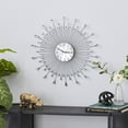 thumbnail image 2 of DecMode 23" Silver Metal Starburst Wall Clock with Crystal Embellishment, 2 of 9
