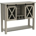 thumbnail image 3 of YUSAZENS Coffee Bar Cabinet, Farmhouse Sideboard Buffet with Sliding Barn Doors, Wine Racks, Open Storage Shelf, for Kitchen, Dining Room, Entryway - Gray, 3 of 7