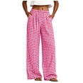 thumbnail image 3 of Women's Soft Polycotton Wide Leg Pants, Elastic Waist Pull On With Tummy Control, Stretchy Full Length Pants For Casual Work, Travel, And Everyday | TruHer,Hot Pink XL, 3 of 8