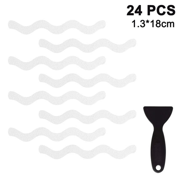 Aetomce 24-Piece S-Shape Non-Slip Bath Stickers, Transparent, Adhesive Strips for Shower and Tub