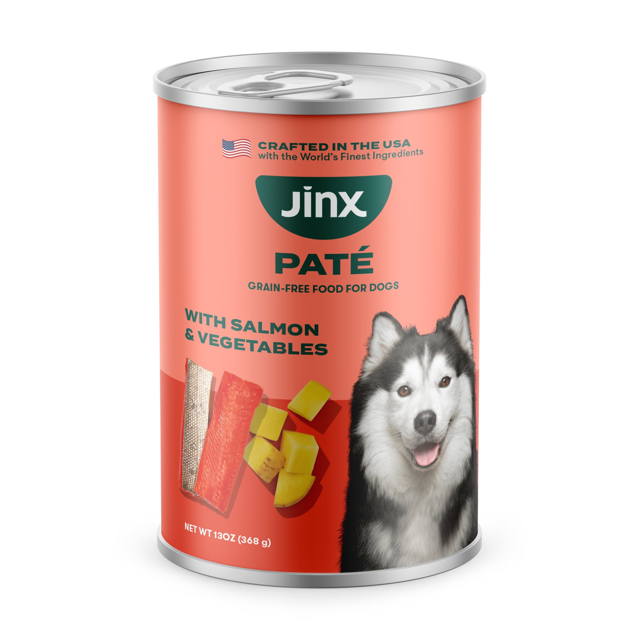 (3 pack) Jinx Pate with Salmon & Vegetables Natural Wet Dog Food, Grain Free, 13 oz Can