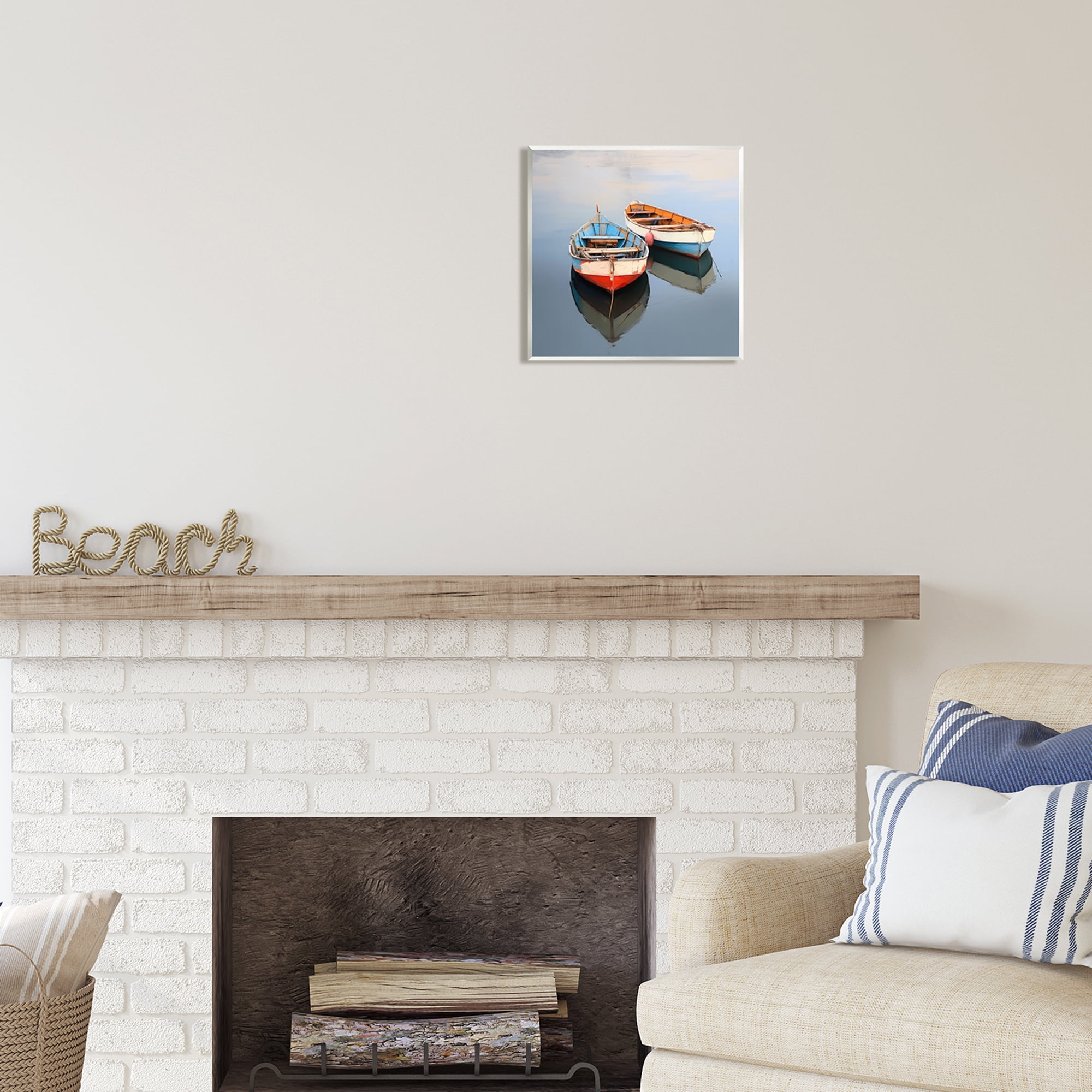 Stupell Industries Two Canoes in Lake Transportation Painting Unframed Art Print Wall Art, 12 x 12