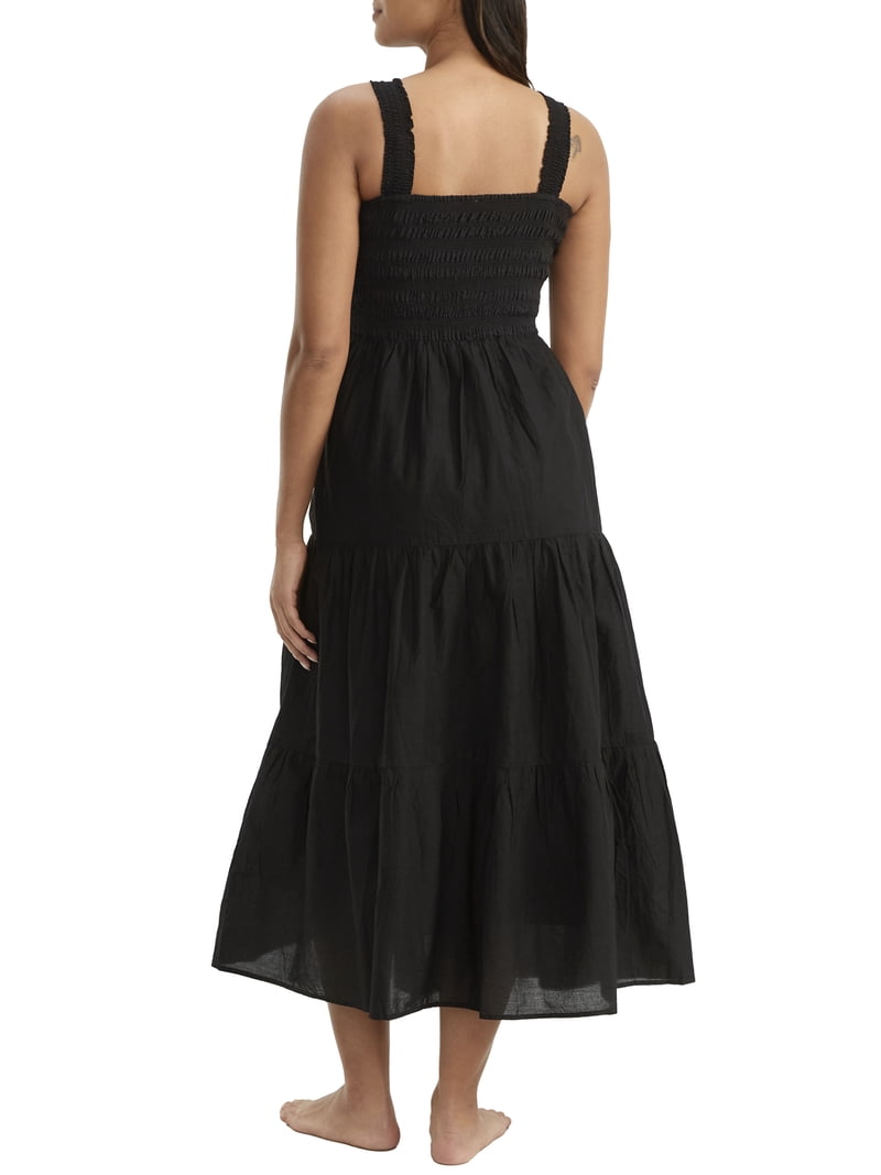 Seafolly Womens Black Beach Square-neck Cotton Maxi Dress L Seafolly Womens Black Beach Square-neck Cotton Maxi Dress L