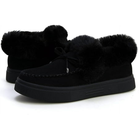 

Winter Flat Boots Warm Durable Shoes Casual Fur Lining Ankle Snow Boots Loafer Flats Platform Thick Plush Shoes for Women Z1