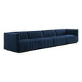 thumbnail image 2 of Modway Conjure 4-Piece Channel Tufted Performance Velvet Sofa in Black/Blue, 2 of 5