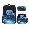 thumbnail image 1 of Easygdp Blue Viper Snake 2 Mochila para Niños y Niñas con Set de Caja de Almuerzo y Estuche para Lápices 3 en 1, Mochila Escolar Estampada para Adolescentes, 1 of 7