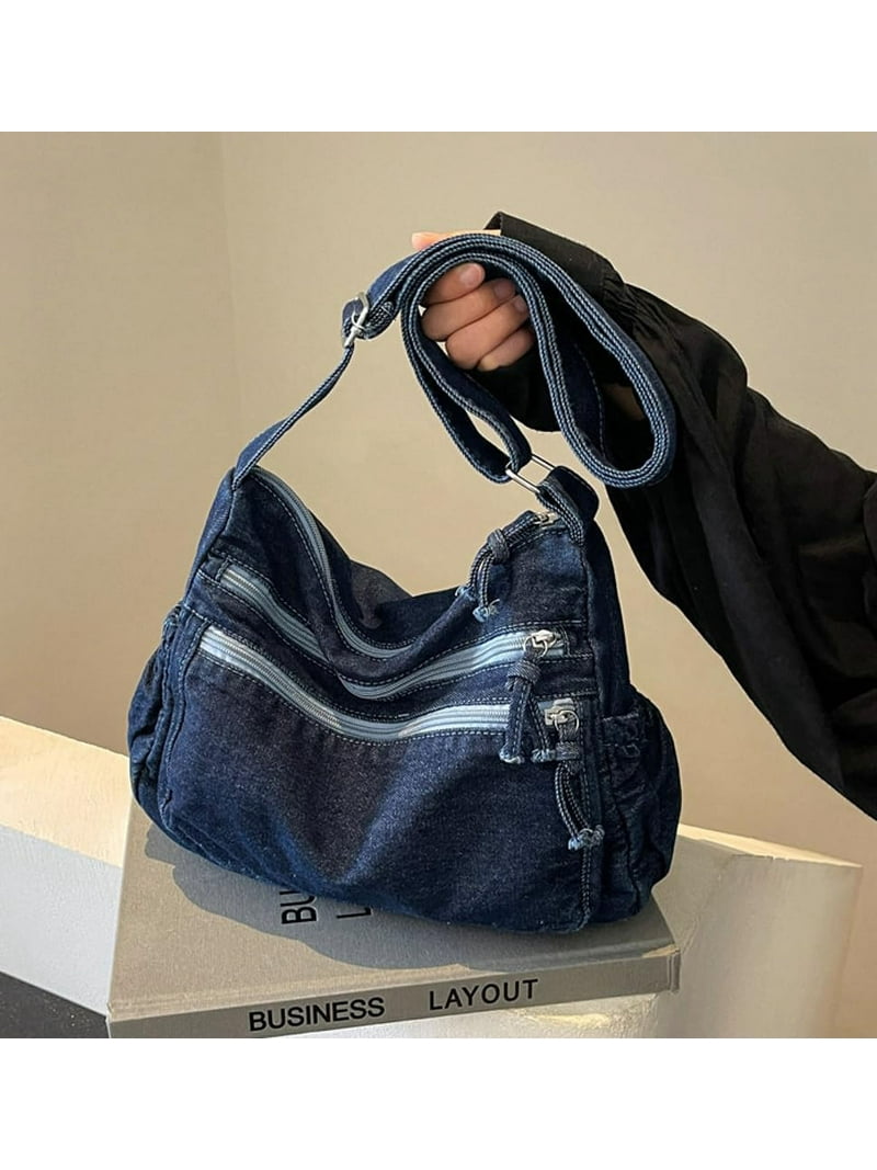 ●BLACKPURPLE● Denim Fringe Shoulder Bag / Unisex MUSINSA | BLACK PURPLE Denim Fringe Shoulder Bag
