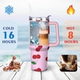 thumbnail image 4 of 40oz Red Cherry Fruit Pattern Stainless Steel Flip Straw Tumbler Spill Proof Travel Cup Double Wall Vacuum Insulated Coffee Mug with Top Handle, 4 of 6