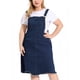 thumbnail image 1 of Women's Plus Size Overall Dresses Frayed Adjustable Strap Irregular Hem Denim Dress Navy Blue 1X, 1 of 7