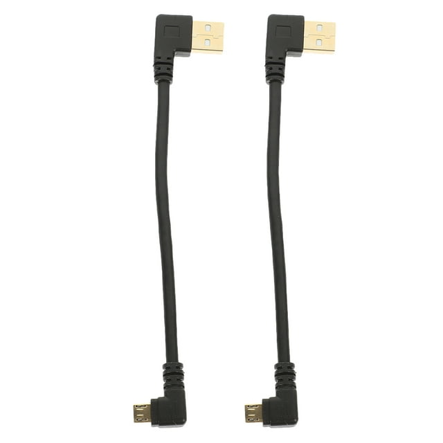 Cable USB de 2 piezas a Micro USB en ángulo recto, cable Micro USB corto, cable adaptador USB macho a Micro USB macho, cable de transferencia de datos de carga Micro USB de 90 grados