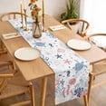 thumbnail image 3 of Navy Blue Coastal Table Runner - 36 Inch Long, Kitchen Dining Table Runner Dresser Scarves, Coral Turtle Starfish Jellyfish Farmhouse Decor for Coffee Tables Wedding Party Banquet, 3 of 8