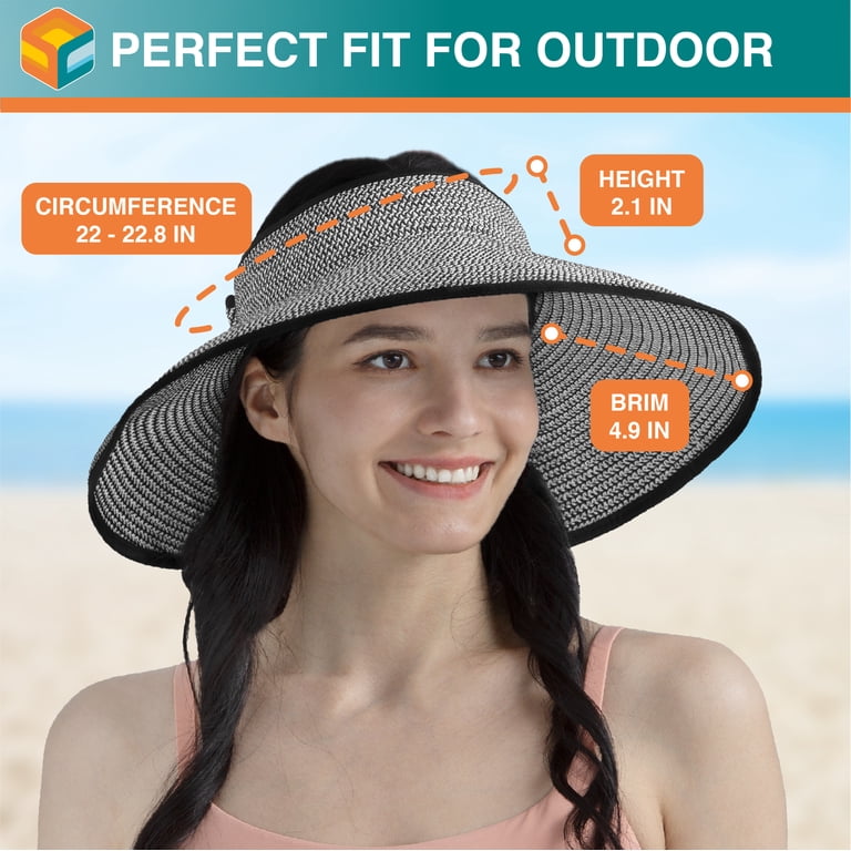 Sun Visor Hats for Women, Summer Packable Straw Beach Hat UV Protection Women Straw Sun Visor Hat Wide Brim Summer UV Protection  main image 2